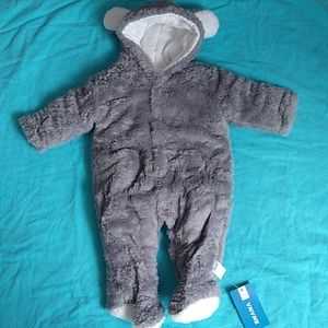 VNVNE 9-12 mo Baby Cartoon Bear Snowsuit Warm Fleece Hooded Romper Jumpsuit NWT
